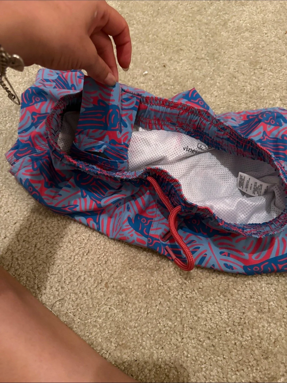 Vineyard Vines Blue & Pink Fish Print Hybrid Shorts